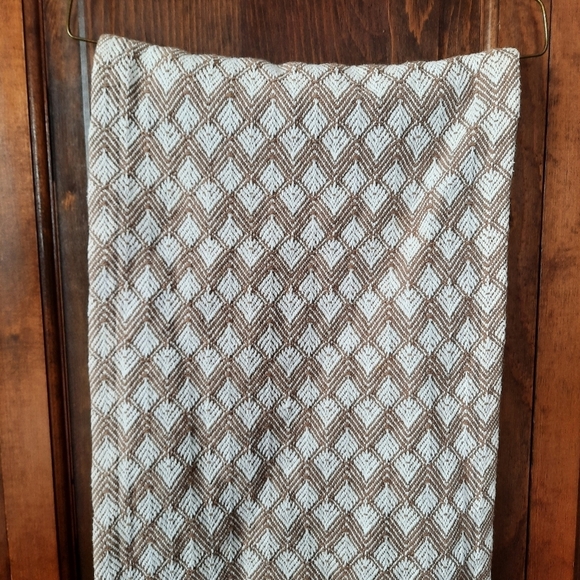 Woven Brown White Fringe Ends Boho Neutral Table Runner 13×70 - Picture 2 of 7